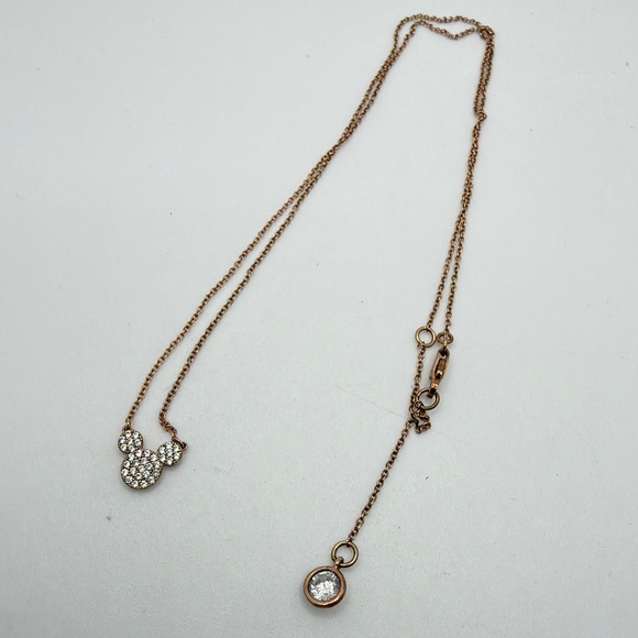 16" Authentic Disney Mickey Mouse Icon necklace by Crislu in 18k rose gold, 925! - Picture 1 of 17